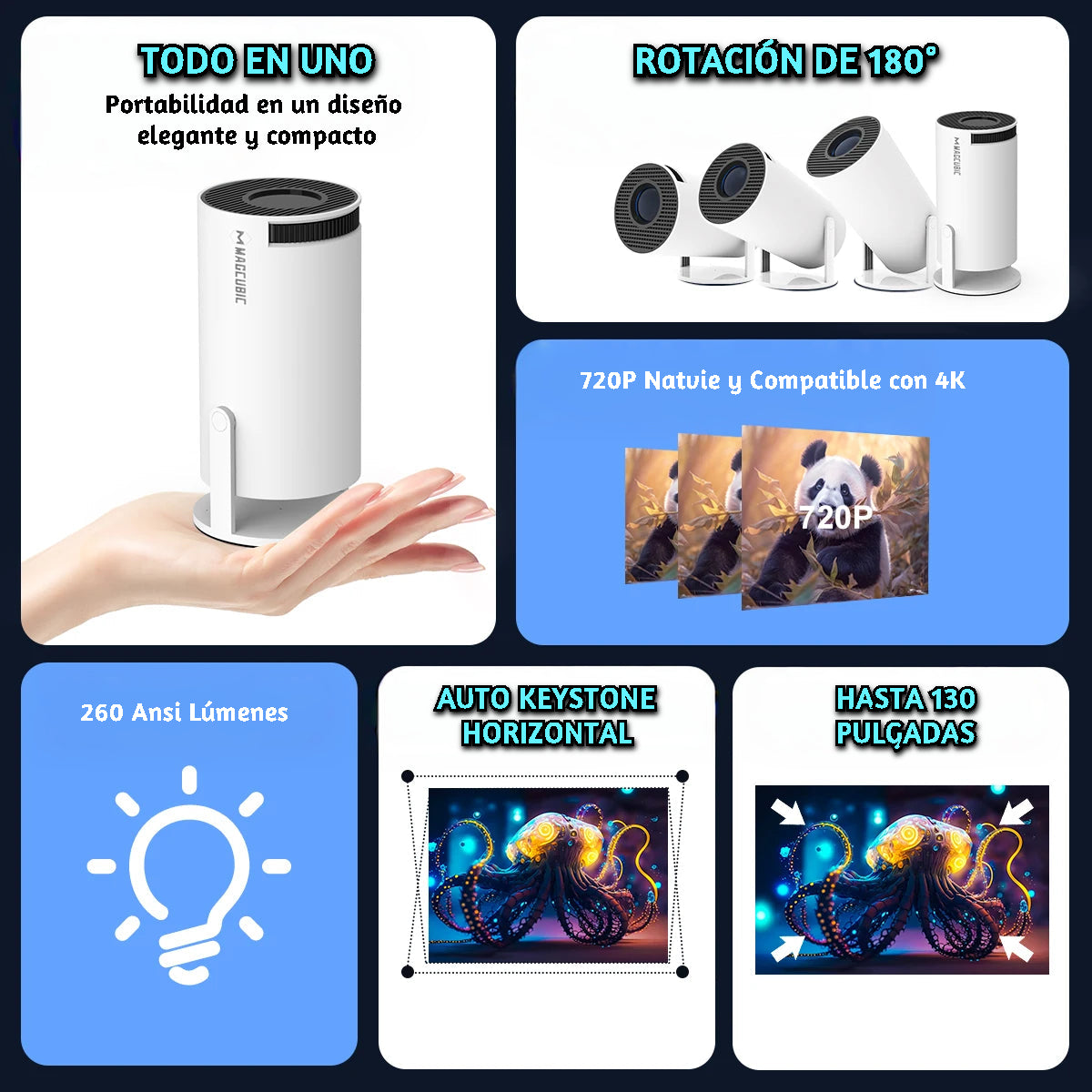 Proyector HY300 Pro 4K | Android 11, WiFi 6, 260 ANSI, Bluetooth 5.0 para Cine en Casa y Exteriores